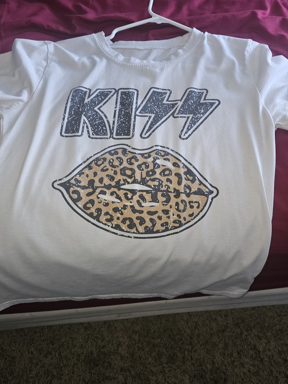 Kiss White Tee with Leopard Lip Graphic